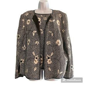 Adrianna Papell Occasions Beaded Embroidered Silk Floral Top Jacket Set …